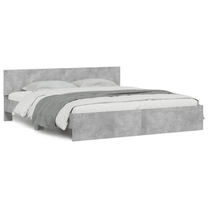 vidaXL Bed Frame with Headboard Concrete Gray 160x200 cm