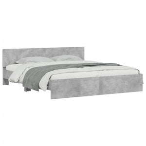 vidaXL Bed Frame with Headboard Concrete Gray 160x200 cm