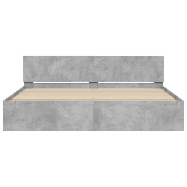 vidaXL Bed Frame with Headboard Concrete Gray 160x200 cm