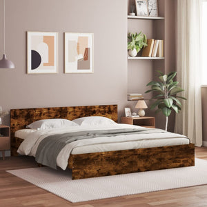 vidaXL Bed Frame with Headboard Smoked Oak 160x200 cm