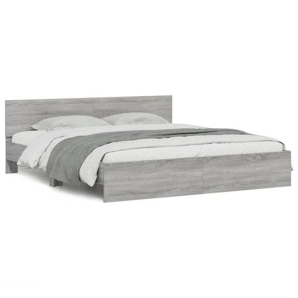 vidaXL Bed Frame with Headboard Grey Sonoma 160x200 cm