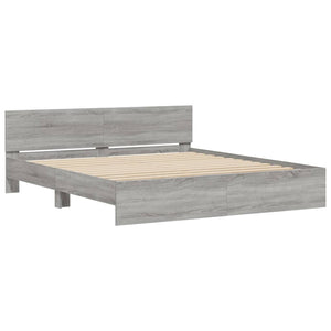 vidaXL Bed Frame with Headboard Grey Sonoma 160x200 cm