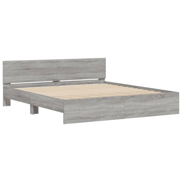 vidaXL Bed Frame with Headboard Grey Sonoma 160x200 cm