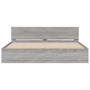 vidaXL Bed Frame with Headboard Grey Sonoma 160x200 cm