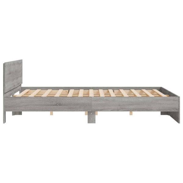vidaXL Bed Frame with Headboard Grey Sonoma 160x200 cm
