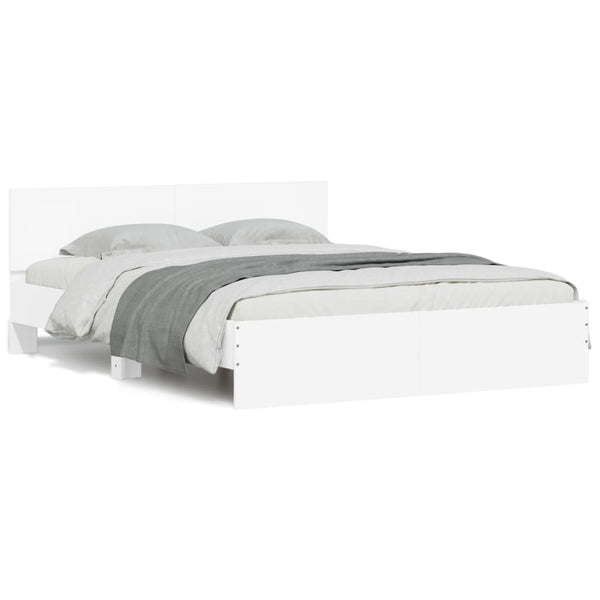 vidaXL Bed Frame with Headboard White 150x200 cm