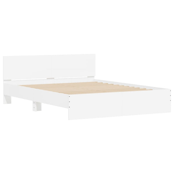 vidaXL Bed Frame with Headboard White 150x200 cm