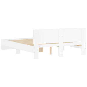 vidaXL Bed Frame with Headboard White 150x200 cm