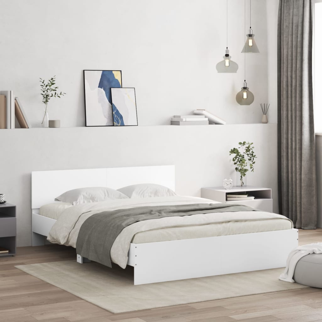 vidaXL Bed Frame with Headboard White 150x200 cm