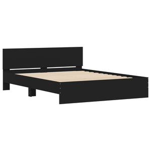 vidaXL Bed Frame with Headboard Black 150x200 cm