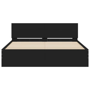 vidaXL Bed Frame with Headboard Black 150x200 cm