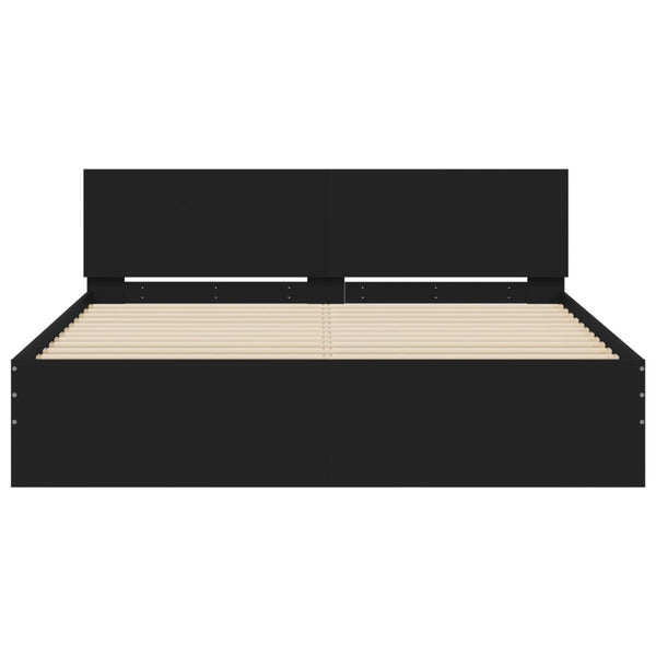vidaXL Bed Frame with Headboard Black 150x200 cm
