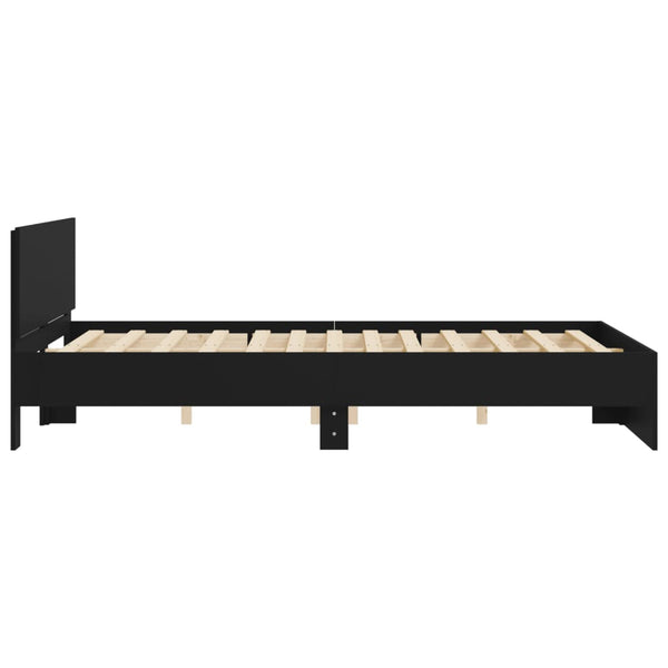 vidaXL Bed Frame with Headboard Black 150x200 cm