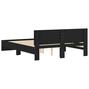 vidaXL Bed Frame with Headboard Black 150x200 cm