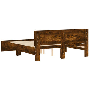 vidaXL Bed Frame with Headboard Smoked Oak 150x200 cm