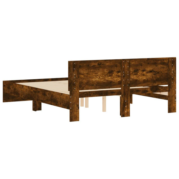 vidaXL Bed Frame with Headboard Smoked Oak 150x200 cm