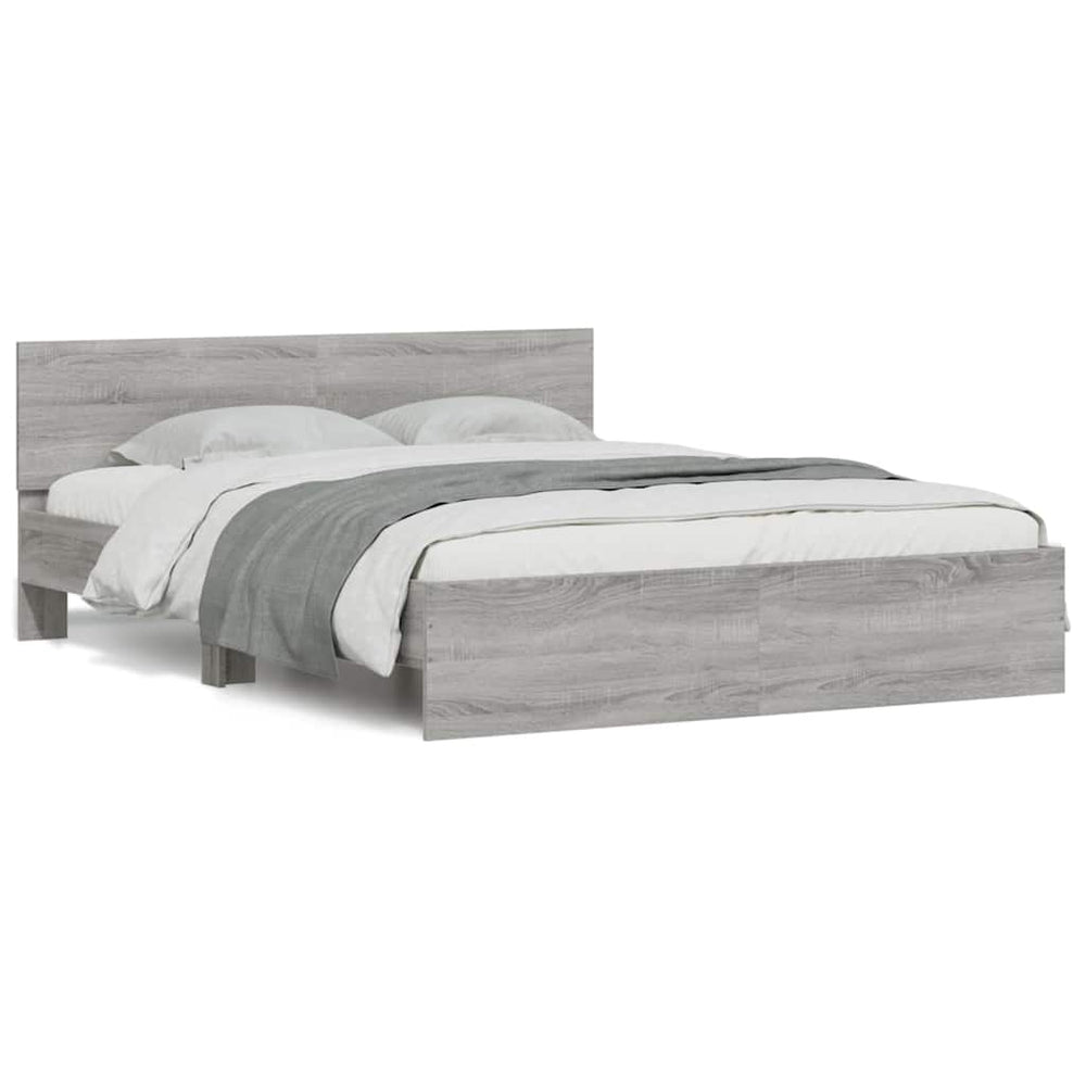 vidaXL Bed Frame with Headboard Grey Sonoma 150x200 cm