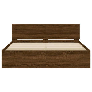 vidaXL Bed Frame with Headboard Brown Oak-Look 150x200 cm