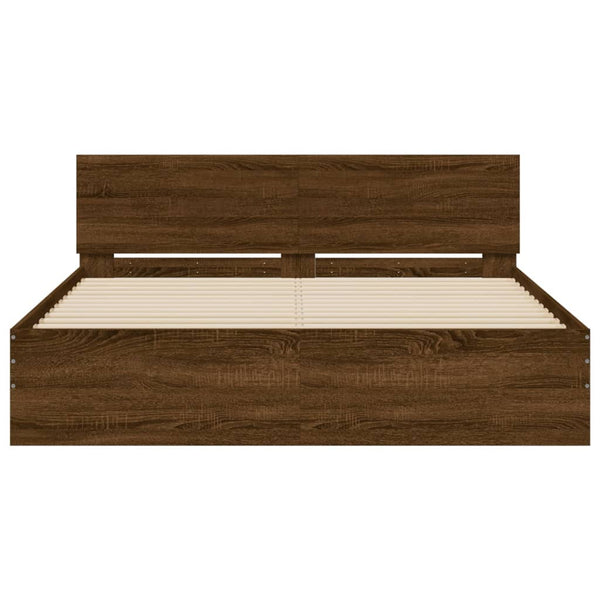 vidaXL Bed Frame with Headboard Brown Oak-Look 150x200 cm