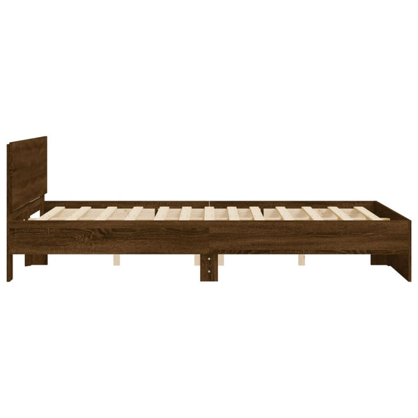 vidaXL Bed Frame with Headboard Brown Oak-Look 150x200 cm