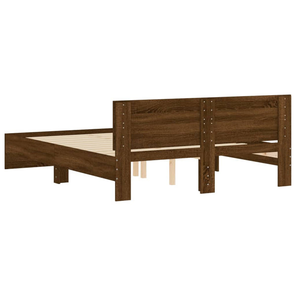 vidaXL Bed Frame with Headboard Brown Oak-Look 150x200 cm
