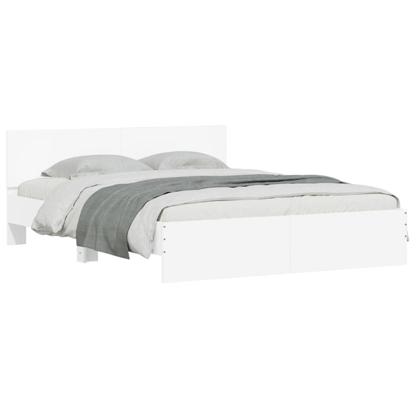 vidaXL Bed Frame with Headboard White 140x200 cm