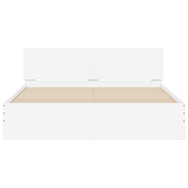 vidaXL Bed Frame with Headboard White 140x200 cm