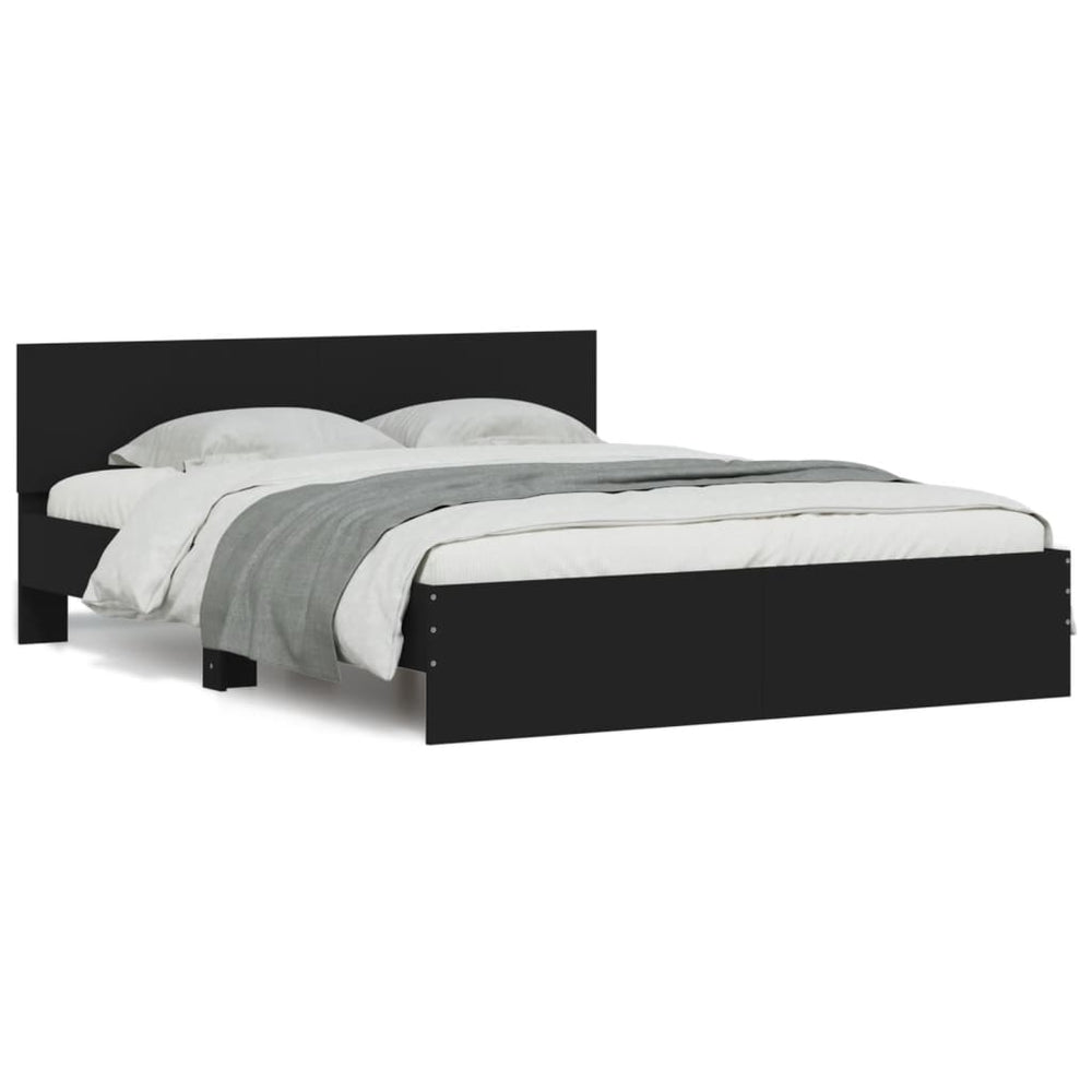 vidaXL Bed Frame with Headboard Black 140x200 cm