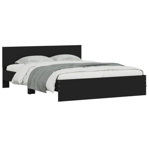 vidaXL Bed Frame with Headboard Black 140x200 cm