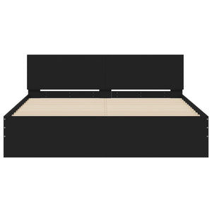 vidaXL Bed Frame with Headboard Black 140x200 cm