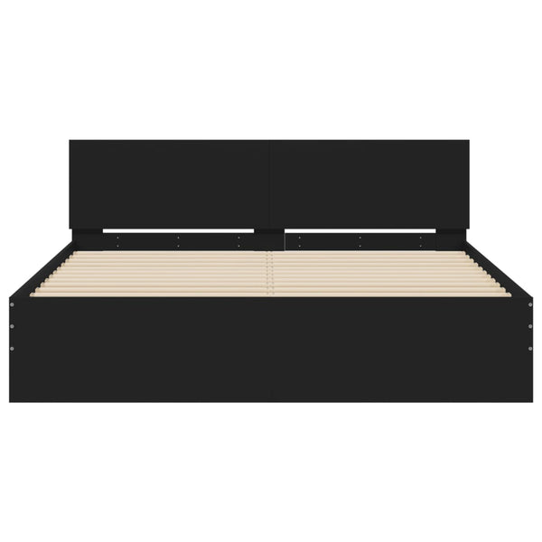 vidaXL Bed Frame with Headboard Black 140x200 cm