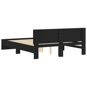 vidaXL Bed Frame with Headboard Black 140x200 cm