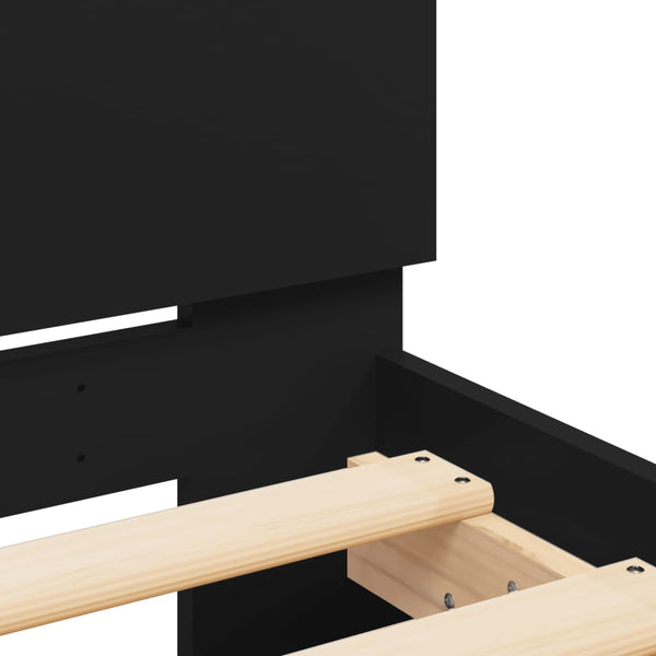 vidaXL Bed Frame with Headboard Black 140x200 cm
