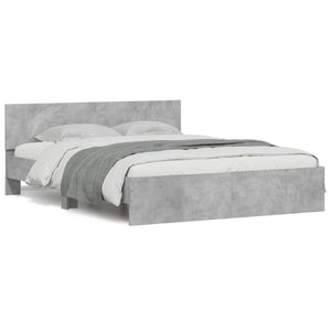 vidaXL Bed Frame with Headboard Concrete Grey 140x200 cm
