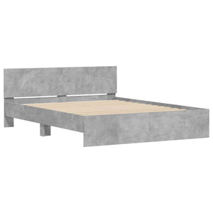 vidaXL Bed Frame with Headboard Concrete Grey 140x200 cm
