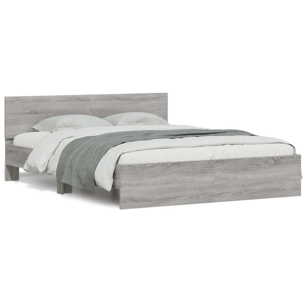 vidaXL Bed Frame with Headboard Gray Sonoma 140x200 cm