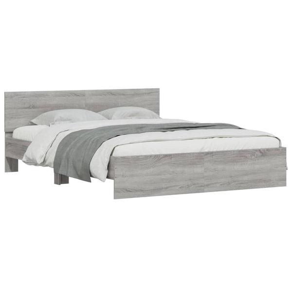 vidaXL Bed Frame with Headboard Gray Sonoma 140x200 cm