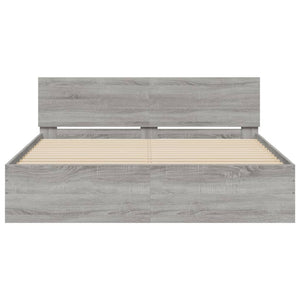 vidaXL Bed Frame with Headboard Gray Sonoma 140x200 cm