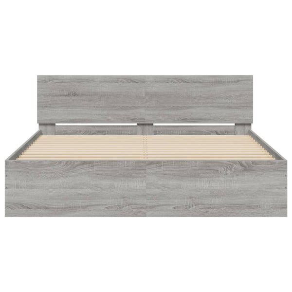 vidaXL Bed Frame with Headboard Gray Sonoma 140x200 cm