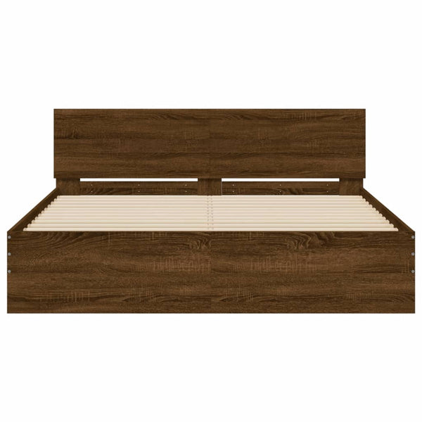 vidaXL Bed Frame with Headboard Brown Oak Look 140x200 cm