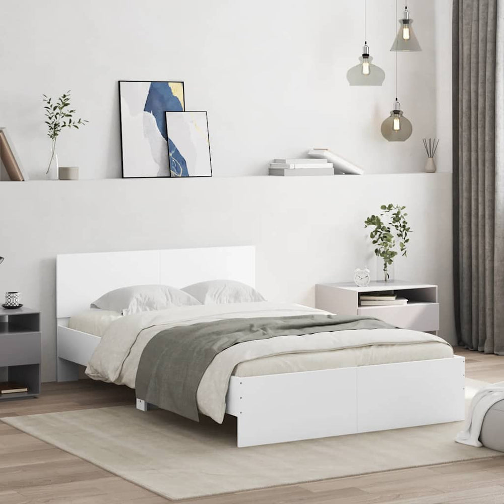 vidaXL Bed Frame with Headboard White 120x200 cm