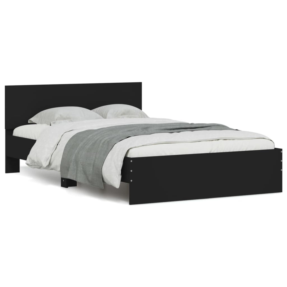 vidaXL Bed Frame with Headboard Black 120x200 cm