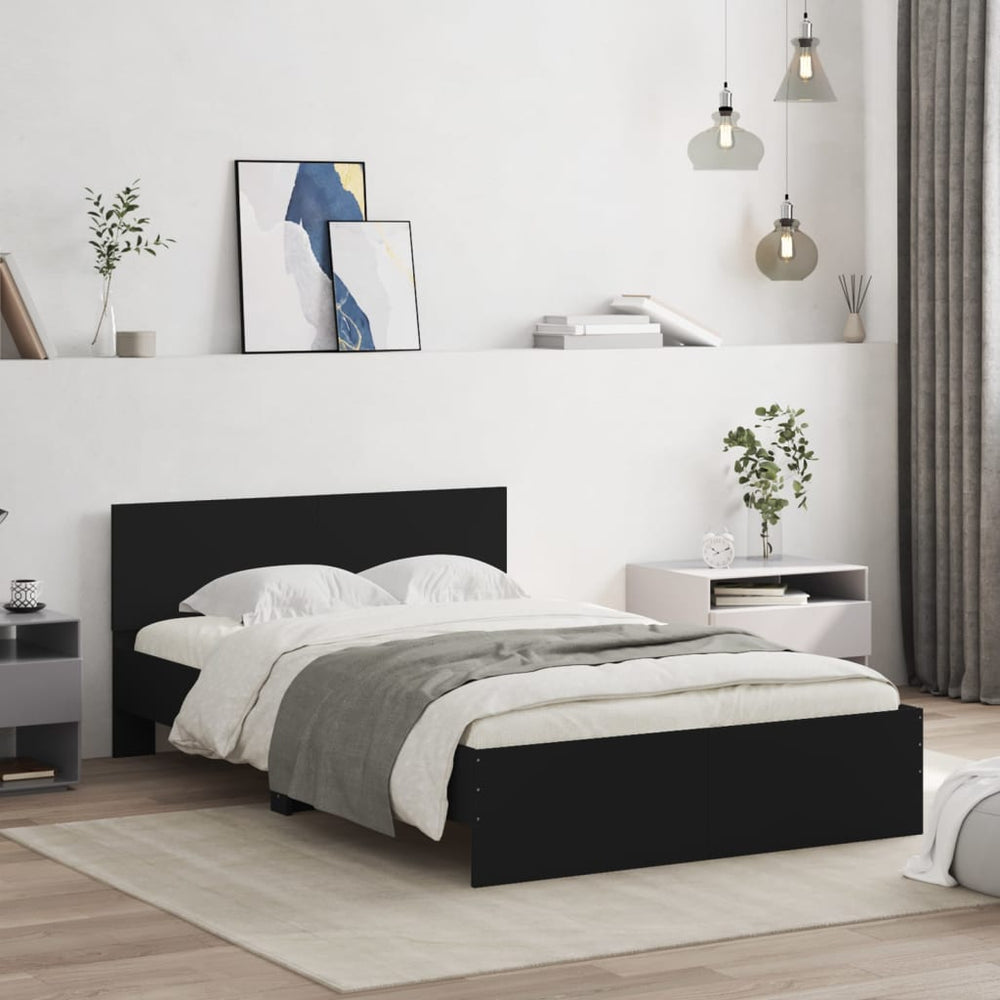 vidaXL Bed Frame with Headboard Black 120x200 cm