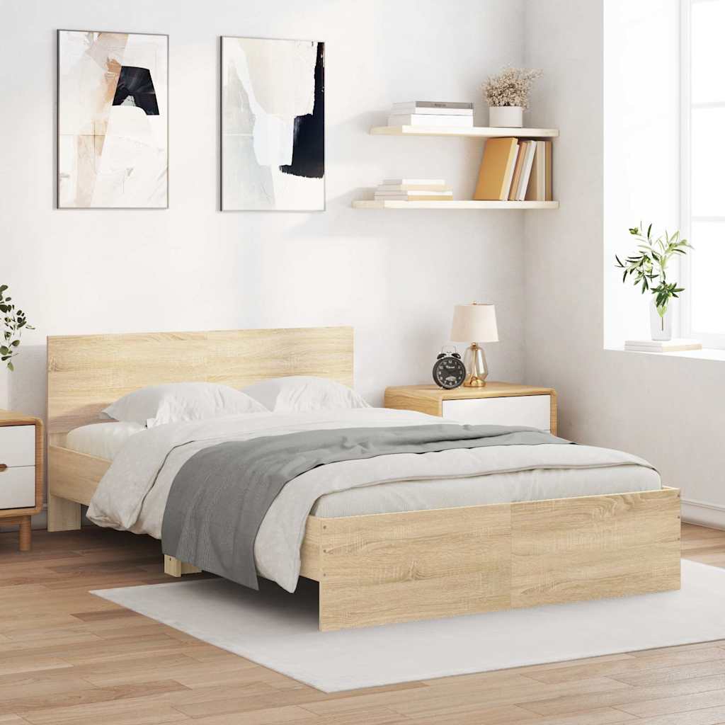 vidaXL Bed Frame with Headboard Sonoma Oak 120x200 cm