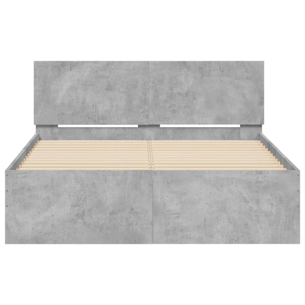 vidaXL Bed Frame with Headboard Concrete Gray 120x200 cm