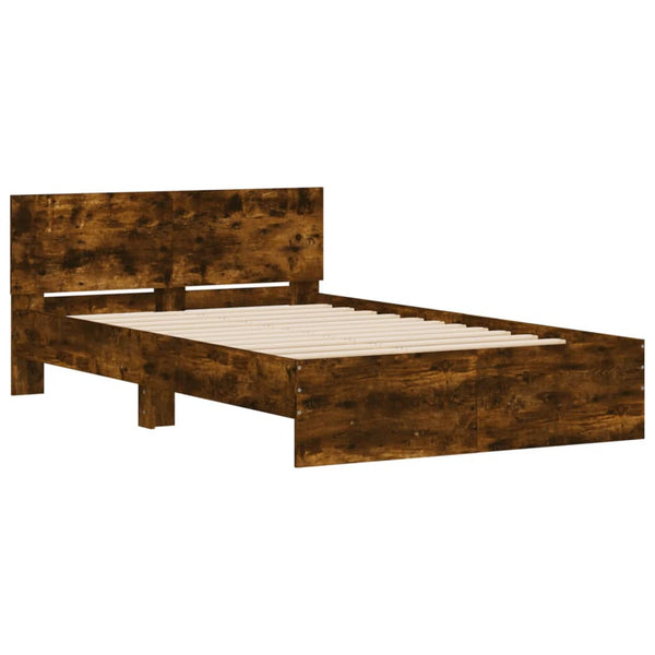vidaXL Bed Frame with Headboard Smoked Oak 120x200 cm