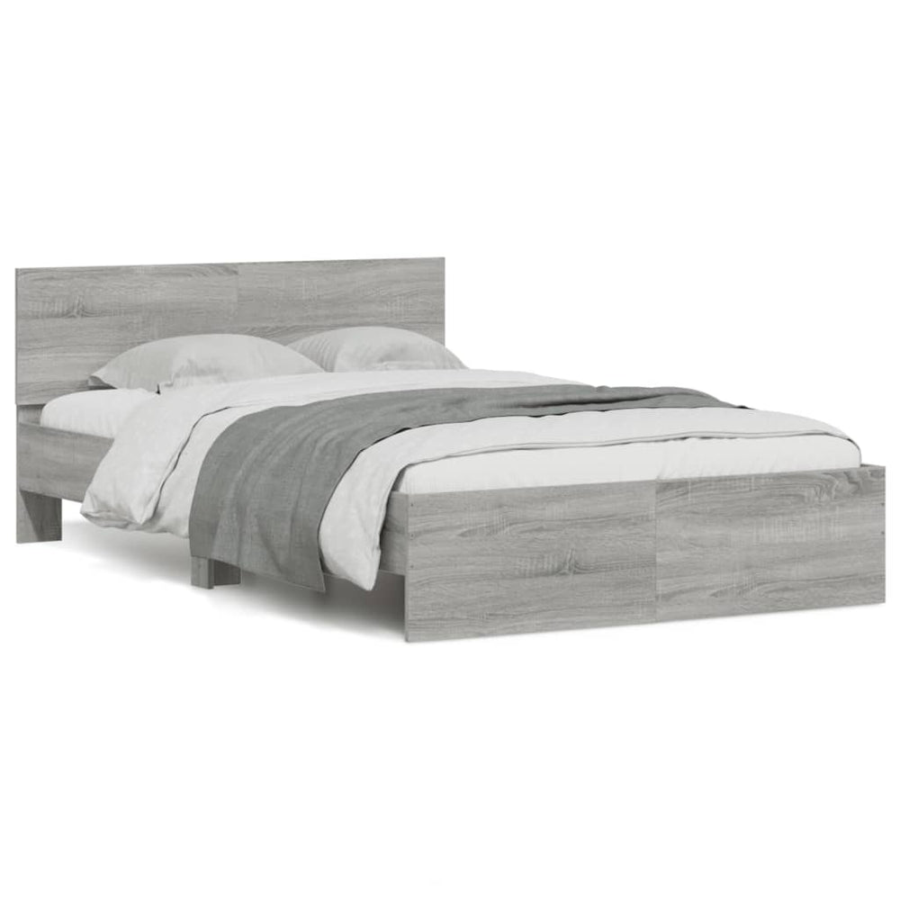 vidaXL Bed Frame with Headboard Gray Sonoma 120x200 cm