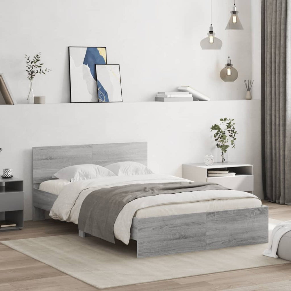 vidaXL Bed Frame with Headboard Gray Sonoma 120x200 cm