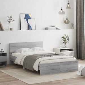 vidaXL Bed Frame with Headboard Gray Sonoma 120x200 cm