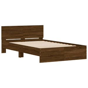 vidaXL Bed Frame with Headboard Brown Oak-Look 120x200 cm